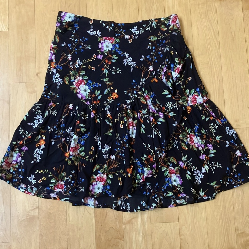 A New Day Flower Print Ruffle Casual Skirt - Large